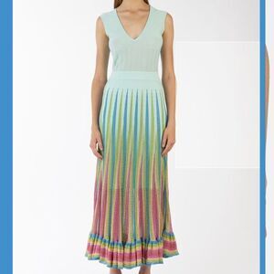 Happy Sheep Knit V-Neck Sleeveless Tencel and Lurex Maxi Dress